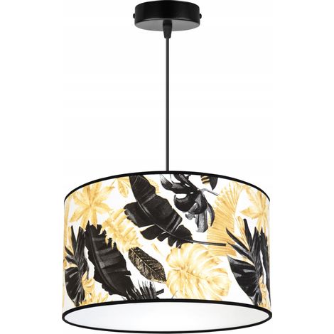 LÁMPARA DE TECHO COLGANTE, PANTALLA, FLORES DORADAS, LED (1/5)