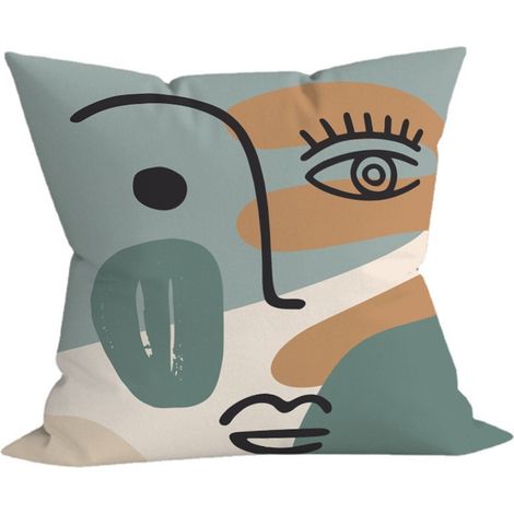 Housse de coussin carré 45x45cm avec motif artistique, décoration moderne pour canapé, lit ou fauteuil. (1/5)