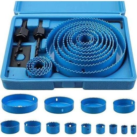 17 Pcs Kit Scies Cloches bi-métal en Acier Carbone 19-127mm Scie Cloche Coffret pour Bois, Plaque de Plâtre et Plaques de Plâtre (1/5)