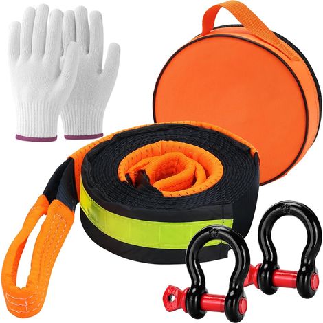Sangle de Remorquage Cordes de Remorquage Voiture Câble De Voiture 5M 10T pour Récupération Hors Route avec 2 Crochets Renforcés et Gants (1/5)