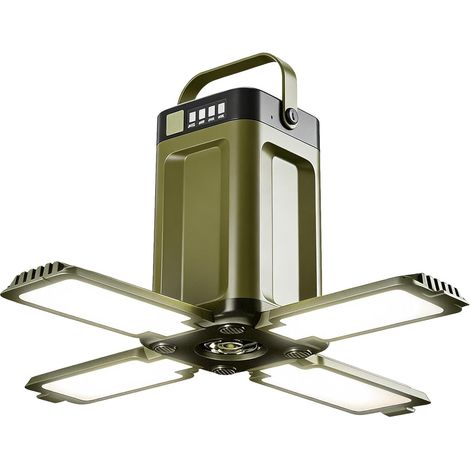 Lanterna da campeggio ricaricabile, luce solare da campeggio, lampada da campeggio con batteria esterna, 6 modalità di illuminazione, ricarica solare e USB C, 2000 mAh – Impermeabile IPX4, pieghevole (1/5)