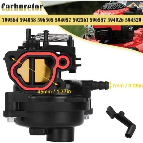 NALOOKAMIC 799584 Carburateur pour Briggs & Stratton TB110 TB200 09P702 103M02 550EX 625EX 675EX 725EXI 163cc 140cc moteurs de tondeuse à gazon 594058 596505 594057 592361 596587 594926 594529