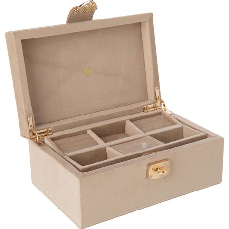 Boîte à bijoux en velours beige - beige et doré (1/5)