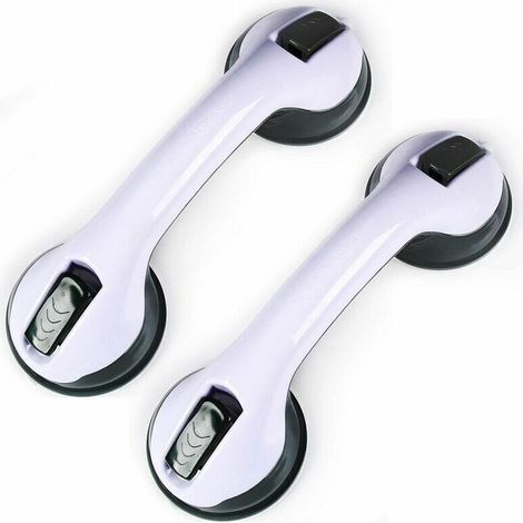 2PCS Ventouse de Poignée Douche, Poignée de Baignoire en Plastique (Aucun Perçage Requis), Pour Salles de Bain, Enfants et Personnes Handicapées (Noir Clair)