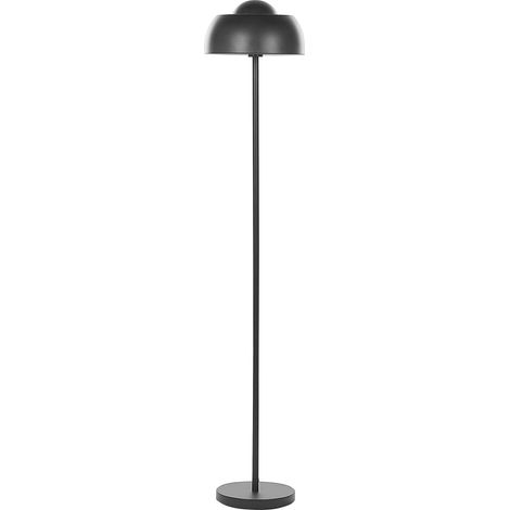 Lampadaire sur Pied en Métal avec Abat-Jour Rond Style Moderne Noir Senette