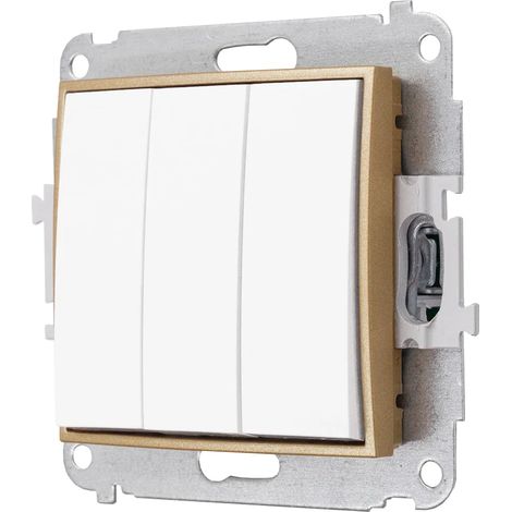 Triple interrupteur sans cadre Karlik Mini blanc/or (1/4)