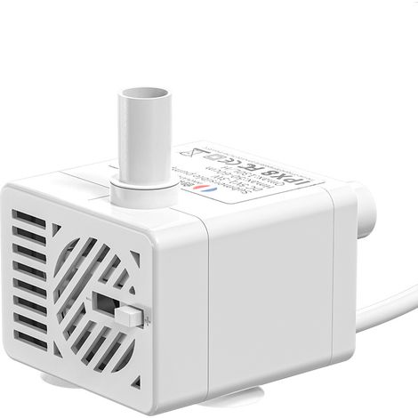 Pompa per acqua per animali domestici USB, mini pompa silenziosa a corrente continua senza spazzole da 5 V con spegnimento automatico, colore bianco + tubo flessibile da 1 metro.
