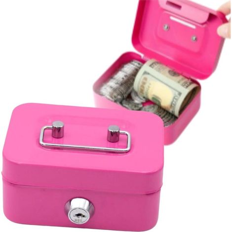 Caja fuerte con cerradura, caja de seguridad, mini caja fuerte, caja con cerradura de llave, caja fuerte para monedas y billetes, caja de dinero, para guardar y transportar dinero.