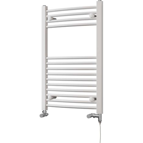 Zennor - White Dual Fuel Towel Rail H800mm x W500mm Standard - Curved (1/3)