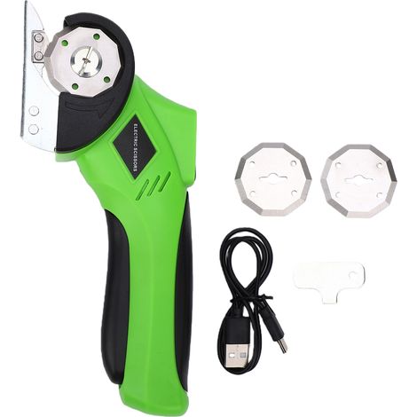 Ciseaux électriques sans fil pour tissu et carton, avec écran LED, rechargeables par USB, 2 lames et lumière. (1/5)