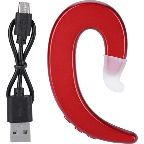 Casque Bluetooth sans Fil à Conduction Osseuse, Léger et Indolore, avec Crochet d'Oreille Main Libre (Rouge) (1/5)