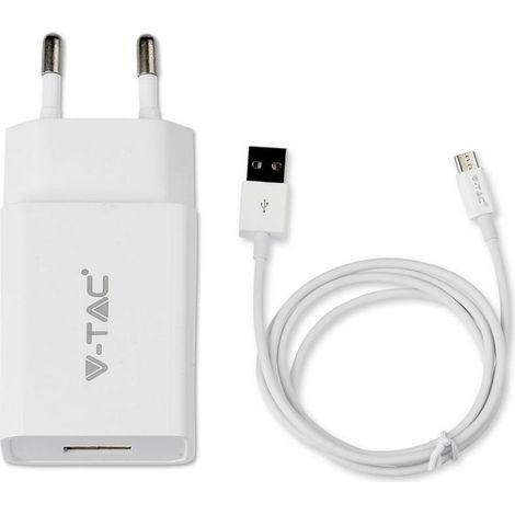 SET DI RICARICA RAPIDA CON ADATTATORE DA VIAGGIO E CAVO MICRO USB BIANCO (1/5)