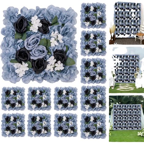 Panneau mural floral, design de fleurs artificielles, décoration polyvalente, Bleu (1/2)