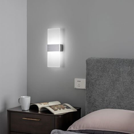 Applique Murale LED Moderne Intérieur, Applique Murale Acrylique Givré 10W, Pour Eclairage Escaliers Salon Chambre Couloir, Lumière Blanche 6000K, Argenté (1/5)
