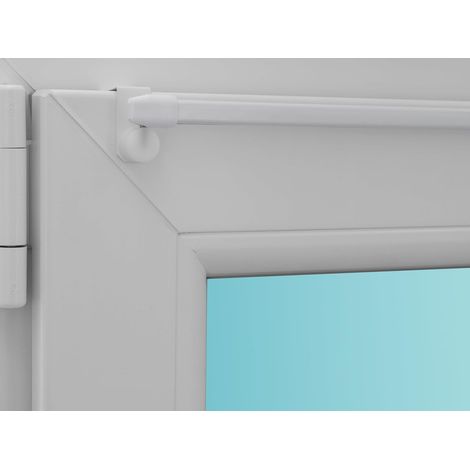Tringle à rideaux « Easy » extensible blanche avec crochets de fenêtre, zone de serrage 15-20 mm, fixation en haut ou sur le côté de la fenêtre (épaisseur de fenêtre 15-20 mm) (épaisseur de (1/5)