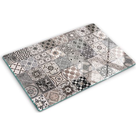Planche de cuisine, couvre plaque, verre planche découper, verre trempé – 80 x 52 cm - Carreaux de céramique (1/5)