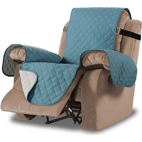 Copripoltrona reclinabile impermeabile per poltrone, copripoltrona reclinabile, copripoltrona relax trapuntato, copridivano a 1 posto, antiscivolo, adatto agli animali domestici (blu - 53 cm)