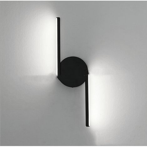 Applique Murale Interieur Design Simple ,38cm Lampe de Murale Moderne 8W Noir pour Salon Couloir Chambre à coucher Jardin (Blanc froid) (1/5)