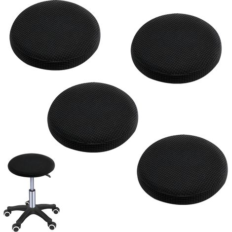 Housse De Tabouret Ronde - Élastique 32 À 40 Cm - En Polyester Et Spandex - Pour Salle À Manger Cuisine Bar Extérieur - Lot De 4 (1/5)