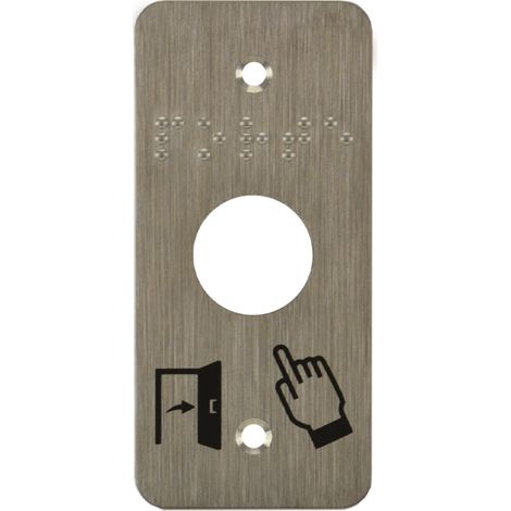 Plaque acier inoxydable 39,5 x 84,5 mm perçage diam. 19 mm braille PORTE + Picto