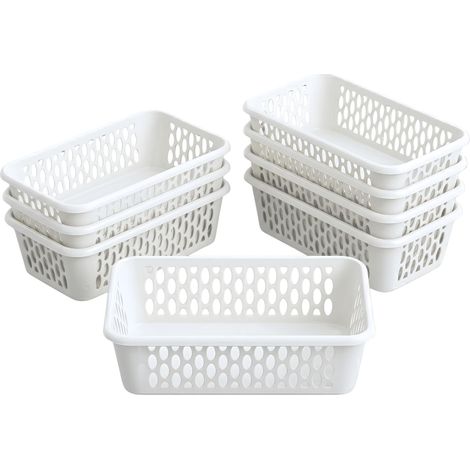 Panier de Rangement Kaja, Lot de 8, 20 x 10 x 5 cm - Blanc (1/5)