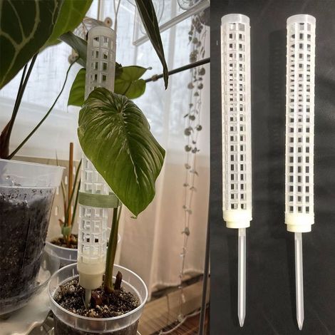 2 pièces Sphagnum Moss Pole Poteau Mousse pour Monstera - Tuteurs en Plastique pour Plantes Grimpantes Hauteur [sans Mousse] Blanc (1/5)