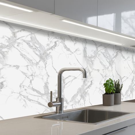 REVETEMENT MURAL DE CUISINE, CRÉDENCE DE CUISINE Marbre - Pur - Gris - Veines 200x80