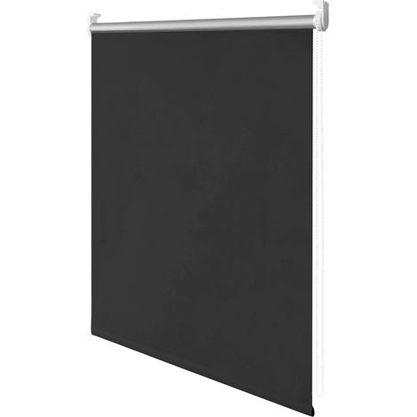 SWANEW THERMO ROLLER Blind. 120 cm x 200 cm (W x L) in nero. senza perforazione. sole. protezione visiva. calore e a freddo. termofunzione riflettente. soluzione di bloccaggio per finestre e porte (1/5)