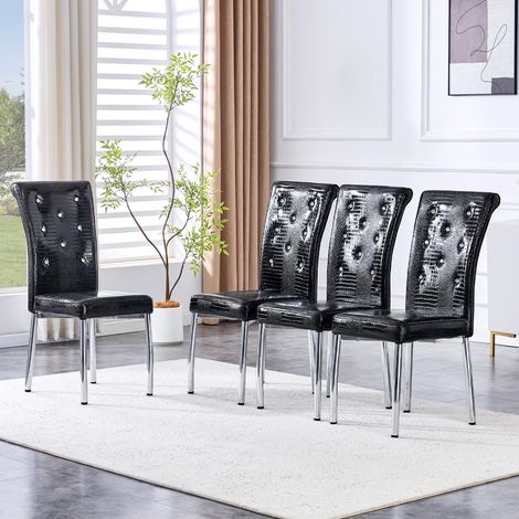 Ensemble de 4 chaises de salle à manger rétro en similicuir et revêtement imitation peau - qualité supérieure et confort optimal