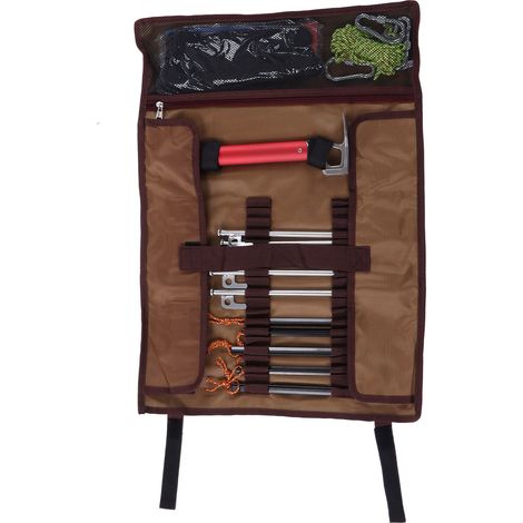 Sac de rangement pour piquets de tente, clous et marteau, avec accessoires. (1/5)
