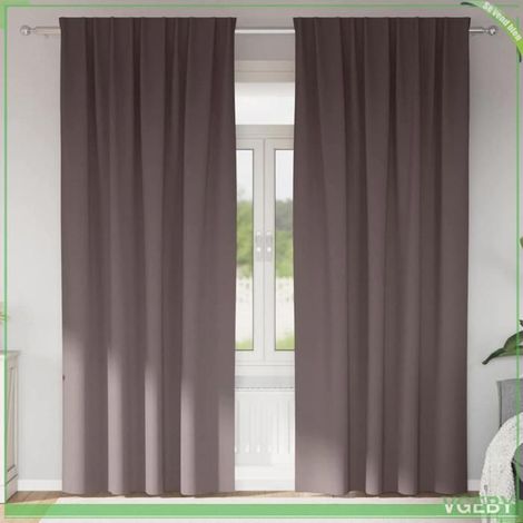 4107447 Rideaux occultants avec anneaux 2 pcs Marron foncé 260 x 140 cm (1/5)