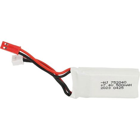 Batterie LiPo 2S 7,4 V 35C 500 mAh (2024-500 mAh) avec protection contre la surcharge pour drones et quadricoptères radiocommandés