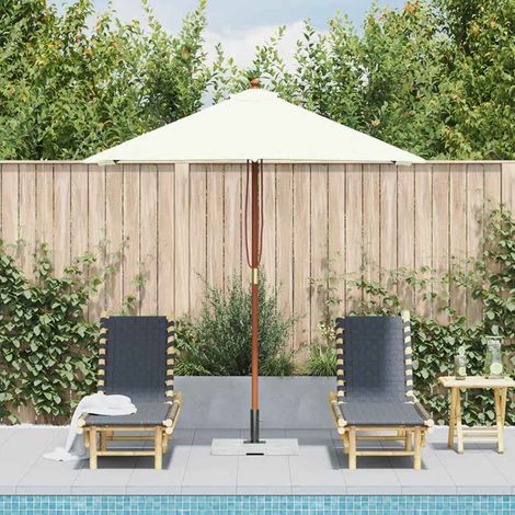 Parasol avec mât, Parasol pour Balcon Jardin Plage Terrasse, en bois 150 x 200 cm Sable OIB7800E (1/5)