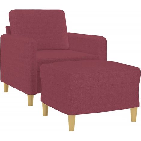 vidaXL Poltrona con Poggiapiedi Rosso Vino 60 cm in Tessuto (1/4)