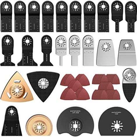 100Pcs outil multifonction lames de scie universelle, Accessoires outils oscillant multifonction, Lame oscillantes pour Bosch Dewalt Makita Couper coins Bois Carrelage Clou (100Pcs) -