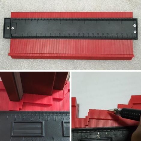 (Red)Red Contour Gauge - 25cm ABS Plastic Woodworking Tool - Irregular Profile Copier (1/4)