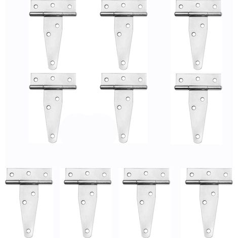 Charnières Galvanisées - 10 Pièces Charnière En T Robuste En Blanc Zinc Avec Vis, Blanc Zinc, 3 Inch (1/4)