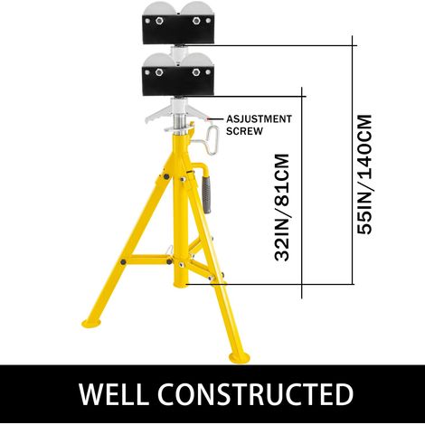 Support de Tuyau à Rouleau 3-305 mm, Capacité 1134 kg, Hauteur Réglable 813-1397 mm, Pliable et Portable (1/5)