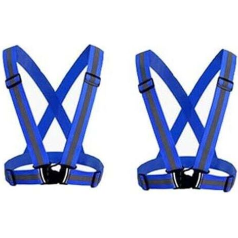 2-Pack (Blue) Reflective Safety Vest for Adults/Children, Adjustable High-Visibility Work Vest Jacket, High-Visibility Sports Gear for Jogging