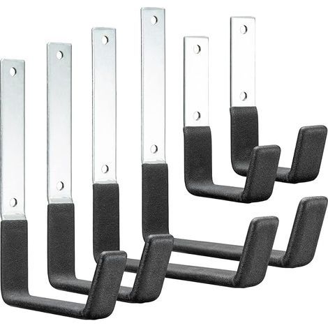 Juego de 6 ganchos metálicos resistentes para uso general, ganchos de almacenamiento para pared de garaje, ganchos para escaleras, ganchos de pared de acero para garaje, jardín, almacenamiento de herr (1/5)