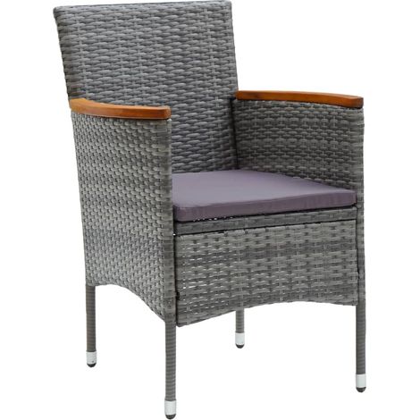Maison Exclusive - Garten-Essstühle 4 Stk. Poly Rattan Grau (1/5)