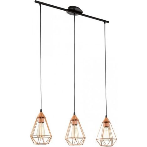 Eglo lámpara colgante vintage 79x17,5x110 cm Tarbes en hierro color cobre con tres puntos de luz - rame (1/5)
