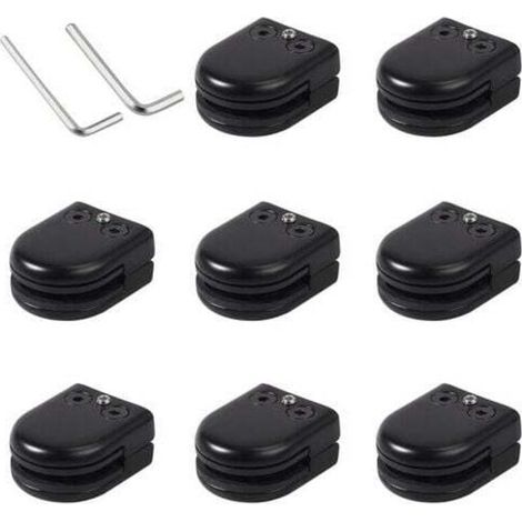 8-teiliges Set Glasklemmen aus Edelstahl 304 (schwarz) – Stabile Halterung für 8–10 mm Glas – Bruchsicher – Für die Glasmontage – Für Profis und Heimwerker