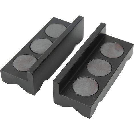 Lot de 2 mâchoires d'étau en acier et aluminium, magnétiques, haute performance, surface rainurée, multi-usages pour tous les étaux. (1/5)