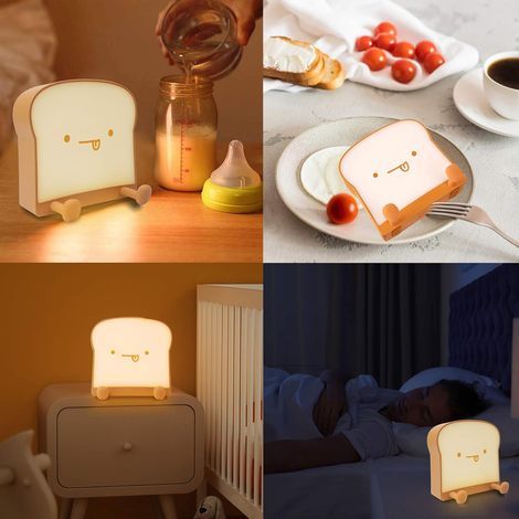 Packung niedliches LED-Nachtlicht mit Toastbrot-Funktion und Drehknopf