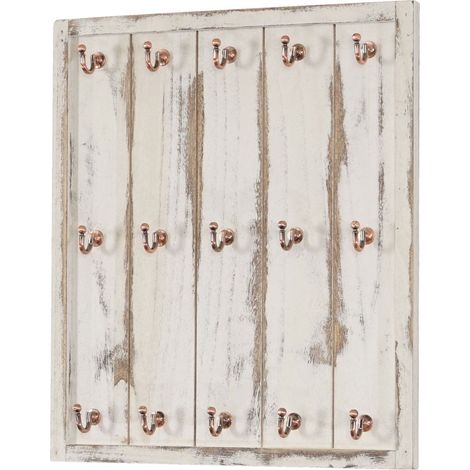 Tassenhalter Monaco, Hängeregal Tassenbrett Wandboard, Shabby-Look Vintage 50x45x5cm weiß
