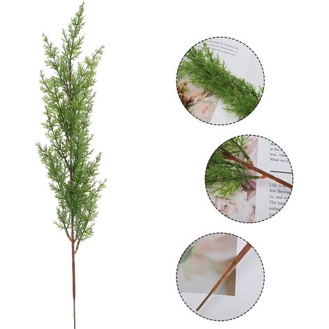 Lot de 3 branches de cyprès artificielles en plastique et fil de fer, 42 cm, pour décoration florale maison, feuillage réaliste, idéal pour compositions végétales. (1/4)