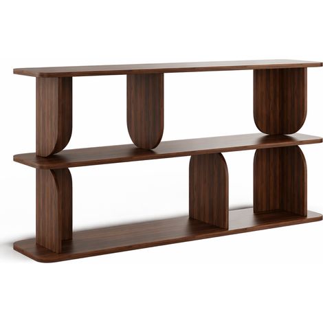 Libreria Moderna Con 4 Vani A Giorno E 3 Ripiani Mobile Moderno Minimal Per Soggiorno Corridoio Studio Ufficio Design Contemporaneo 160 X 74 X 34 Cm Noce (1/5)