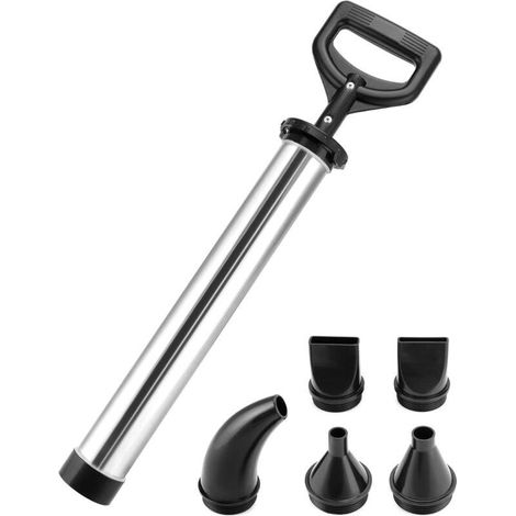 Caulking Gun, Mortar Pump with 5 Nozzles, Cement Mortar Gun, Mortar Syringe, Cement Caulking Gun, Thickened Stainless Steel (Black) (1/5)