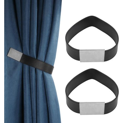 Sujetadores magnéticos para cortinas, aptos para cortinas, uso exterior, etc., también pueden usarse como decoración, paquete de 2 (negro). (1/5)